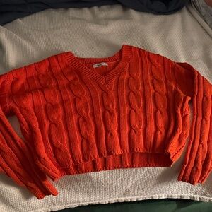 Madewell Bright Orange V-Neck Sweater